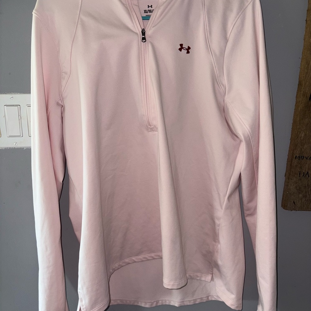 Under Armour Quarter Zip Womans XL Mock Neck Pullover Sweatshirt Activewear Pink